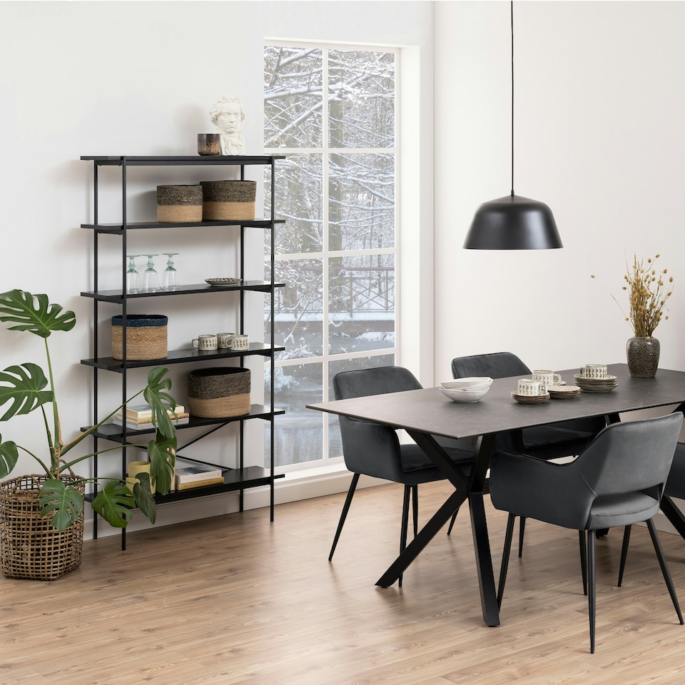 image 1 of Angus Bookcase with 5 Shelves in Black