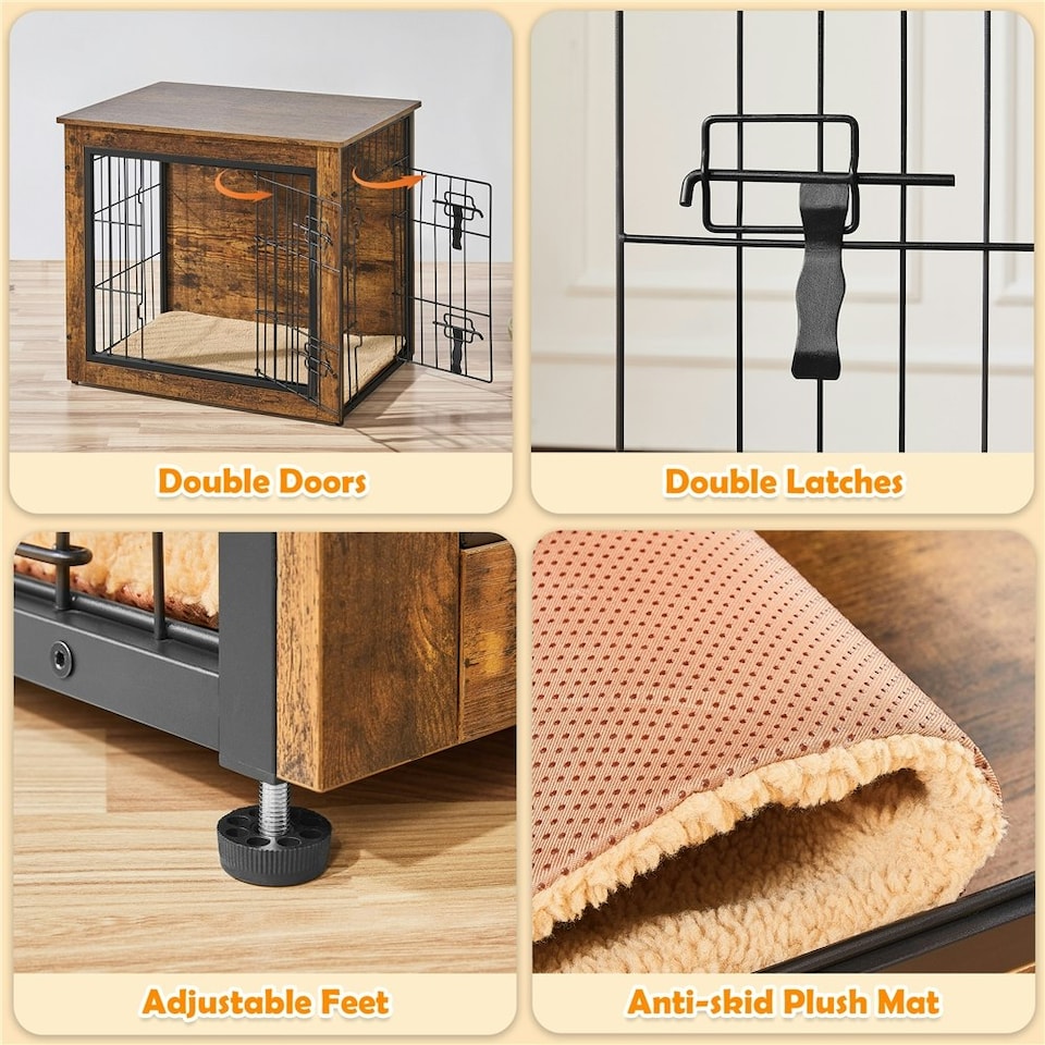 image 1 of Yaheetech 69 cm Dog Crate Furniture Brown | Rustic Brown