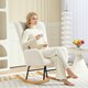 image 2 of HOMCOM Rocking Chair, Teddy Upholstered Accent Chair, Modern Armchair with Wide Backrest and Rubberwood Base for Living Room, Bedroom, Cream White | Cream | Cream