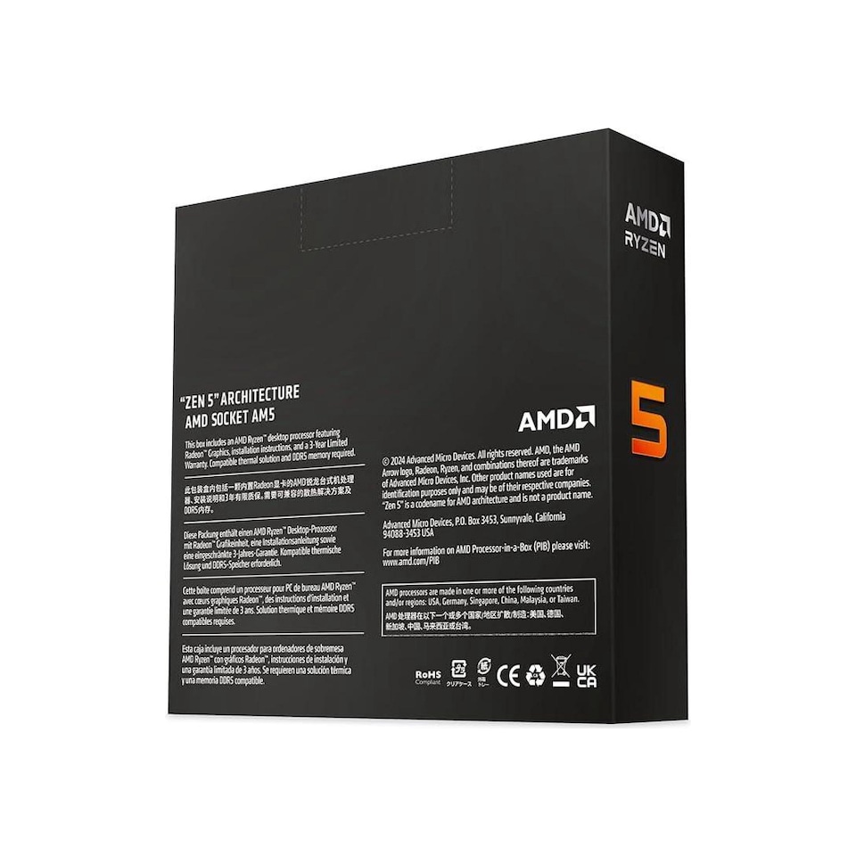 image 1 of AMD Ryzen 5 9600X AM5 Zen5 4nm 6 Core AMD Radeon Graphics Processor - Black