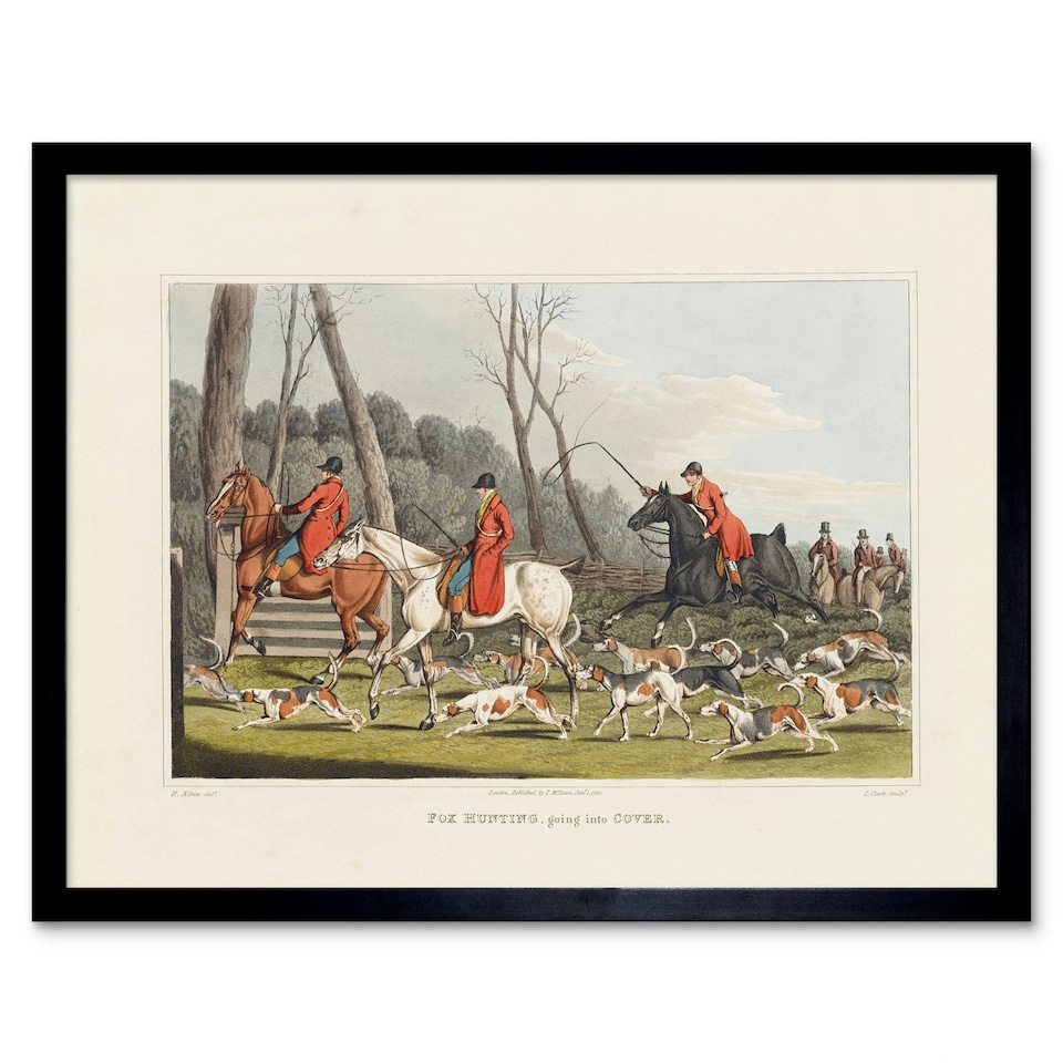 image 1 of John Heaviside Clark Fox Hunting Into Cover 12x16" Framed Wall Art Print