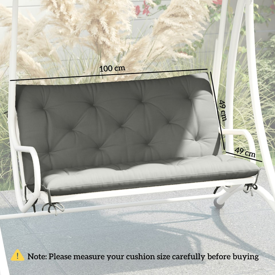 image 1 of Outsunny 2 Seater Garden Bench Cushion Outdoor Seat Pad with Ties 