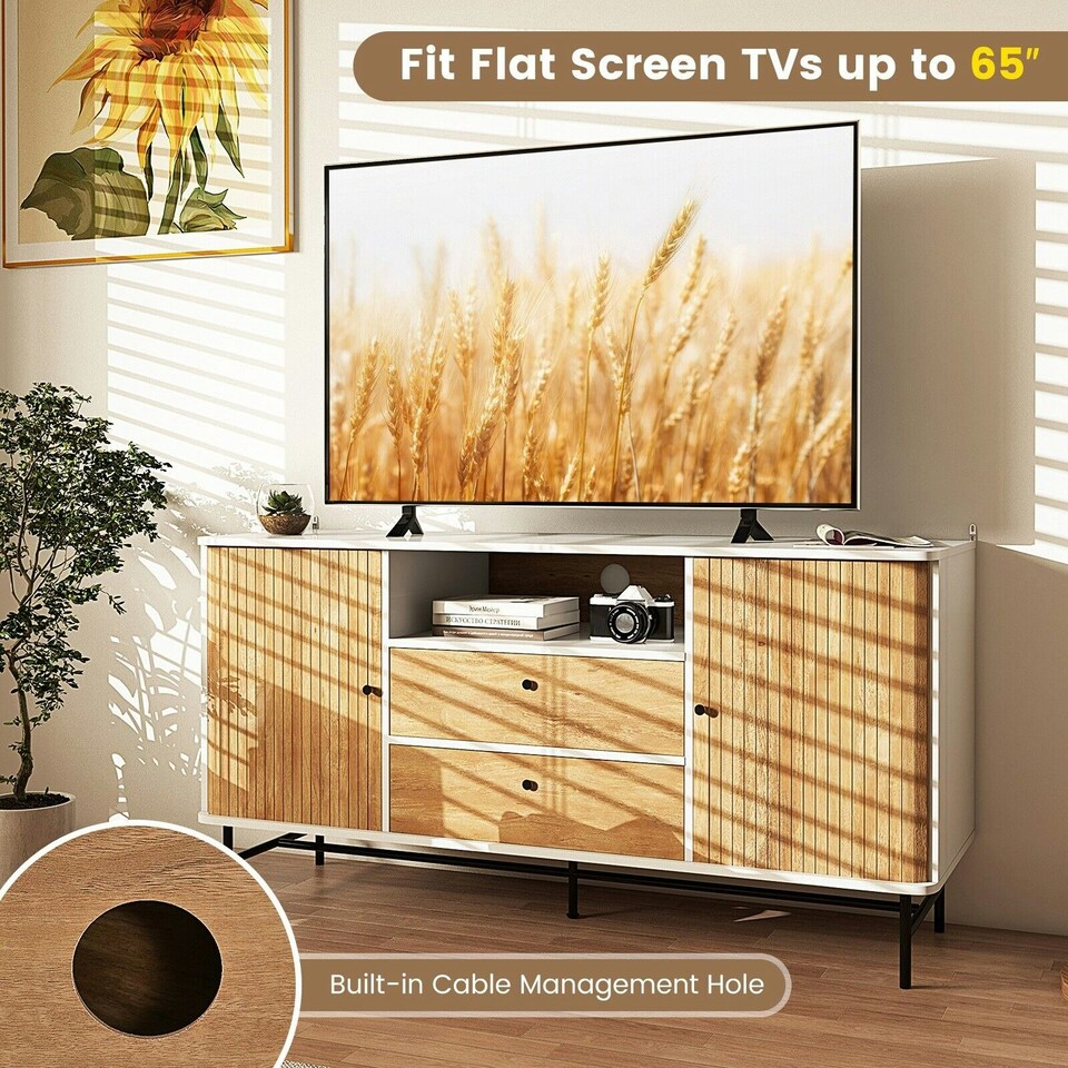 image 1 of COSTWAY TV Stand for TVs 65 Inches Modern Entertainment Center White