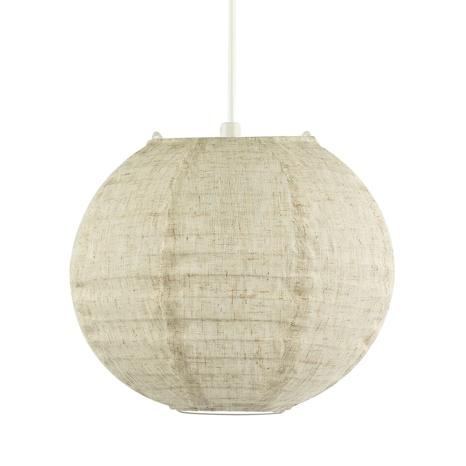 image 1 of Chic Natural Linen Fabric Oatmeal Spherical Pendant Lighting Shade Cream