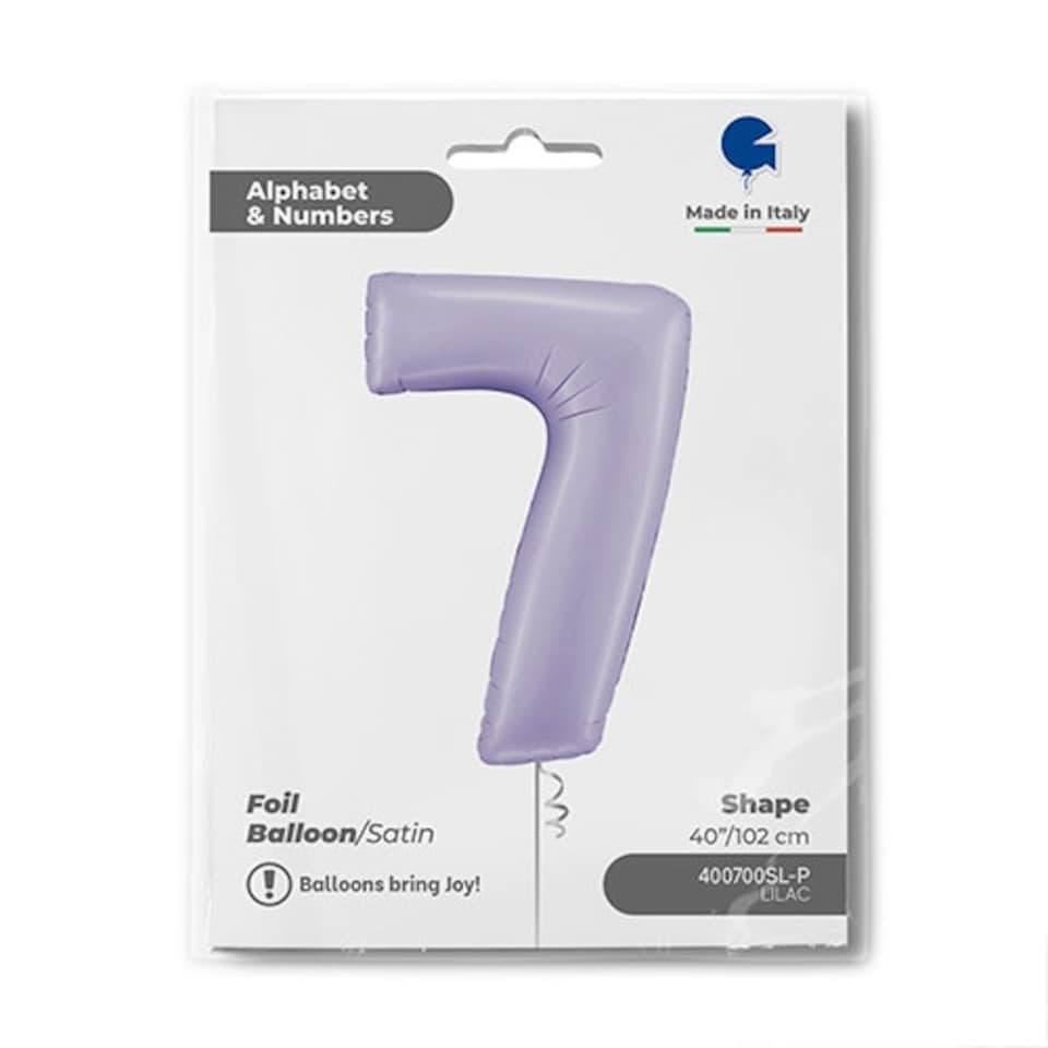 image 1 of Satin Lilac Number 7 Giant Foil Helium Balloon 102cm / 40 in