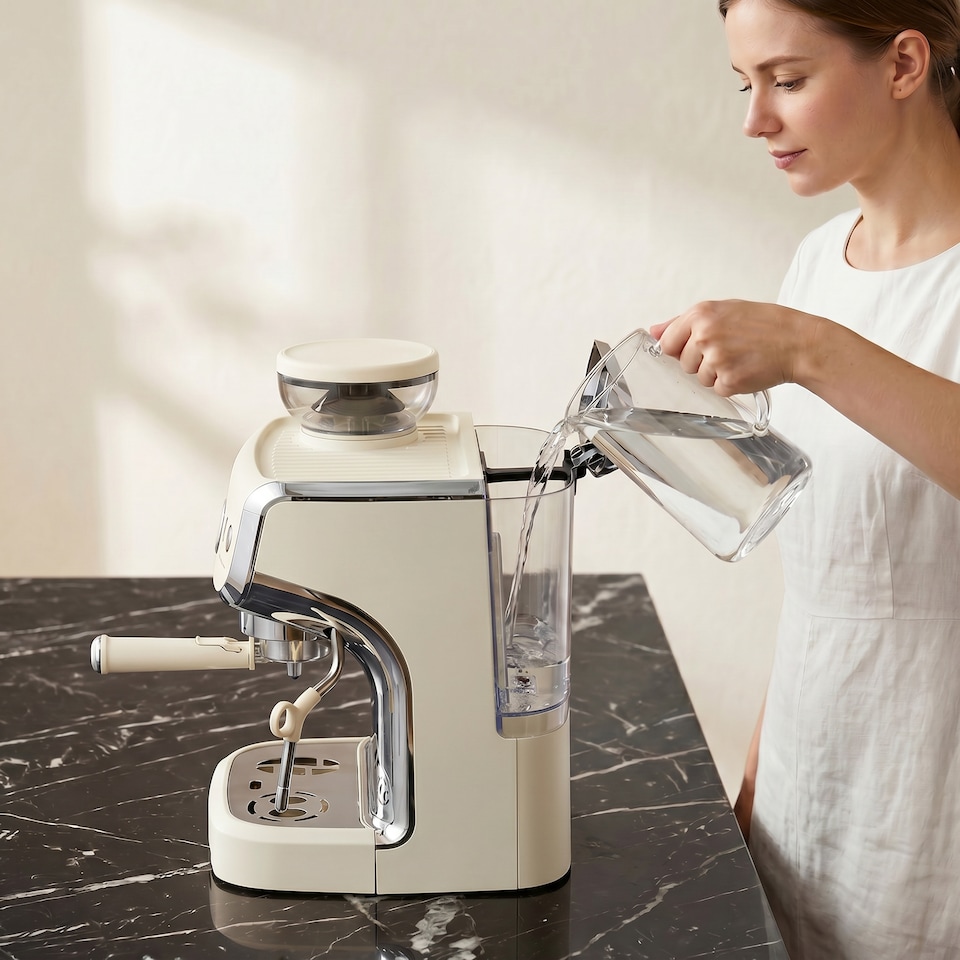 image 1 of HOMCOM Espresso Machine, Bean Grinder & Steam Wand, 15 Bar Pressure