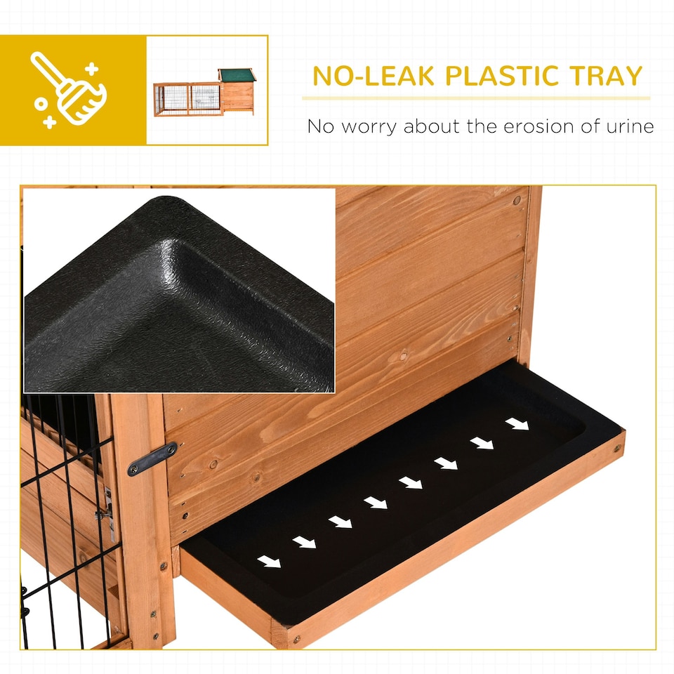 image 1 of PawHut Rabbit Hutch, Guinea Pig Hutch Outdoor Detachable Cage w/ Tray & Roof