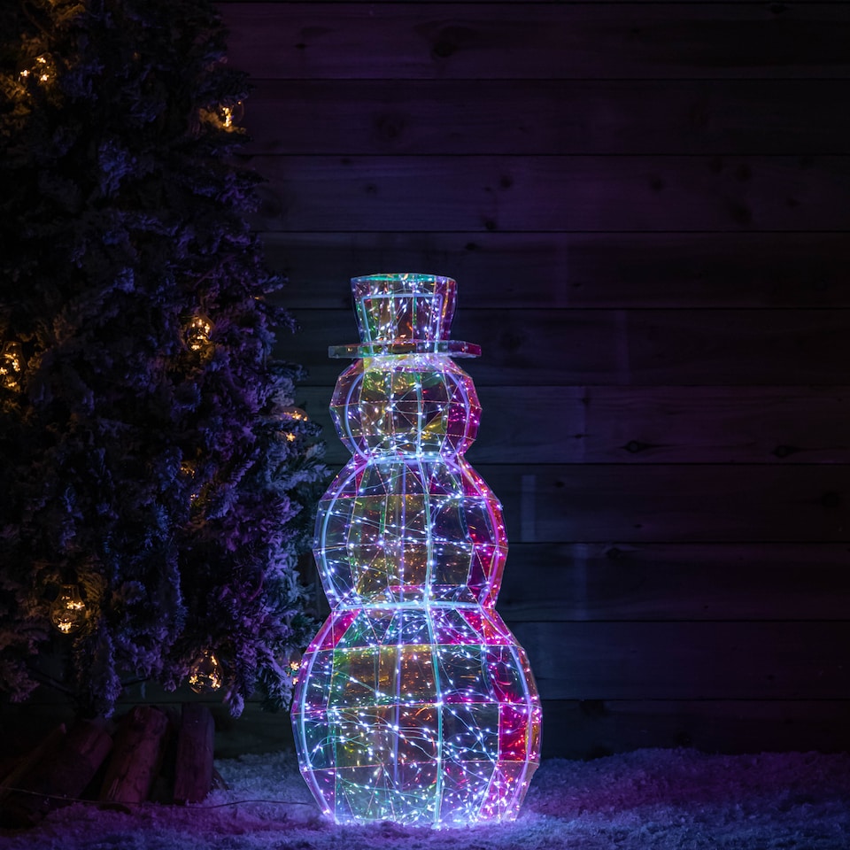 image 1 of 91cm DreamLights Iridescent Christmas Snowman with 400 White LEDs