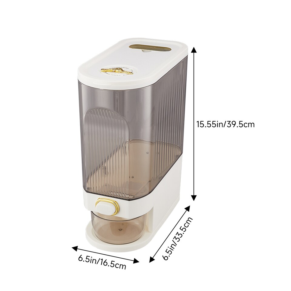 image 1 of Living and Home 10kg Airtight Large Capacity Rice Dispenser | Cream