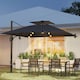 image 2 of Outsunny 3.5x3 m Garden Cantilever Parasol with Solar LED Lights and Centre Light, UPF50 Aluminium Patio Umbrella, Hanging Sun Shade with Cross Base, Crank Handle | Black | Black