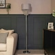 image 2 of ValueLights Lulu Polished Silver Floor Lamp with Grey Tiered Shade