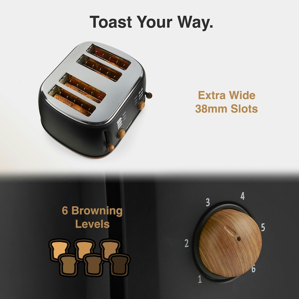 image 1 of VonShef 3000W Kettle and 1500W Toaster Bundle Set Black