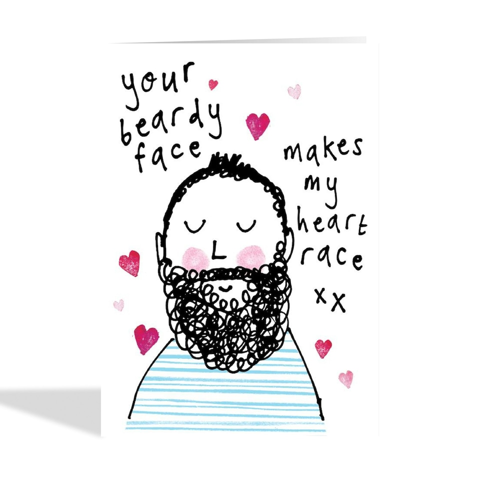 image 1 of Cute Beardy Face Anniversary Card For Him