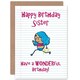 image 1 of Stick Figure Wonder Woman Sister Birthday Greeting Card