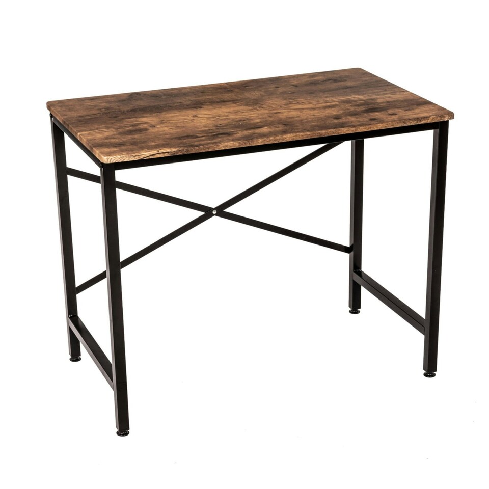image 1 of Oypla 100cm Heavy Duty Industrial Writing Computer Desk Home Office Worktop Table Brown