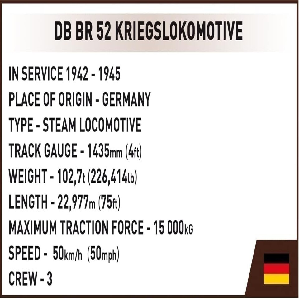 image 1 of Cobi - Historical Trains - KRIEGSLOKOMOTIVE BAUREIHE (2,476 Pieces)