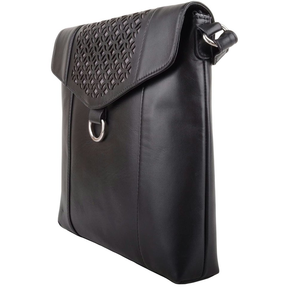 image 1 of Leather Magnetic Fastening Adjustable Strap Cross Body Shoulder Bag Blue | Slate/Blue