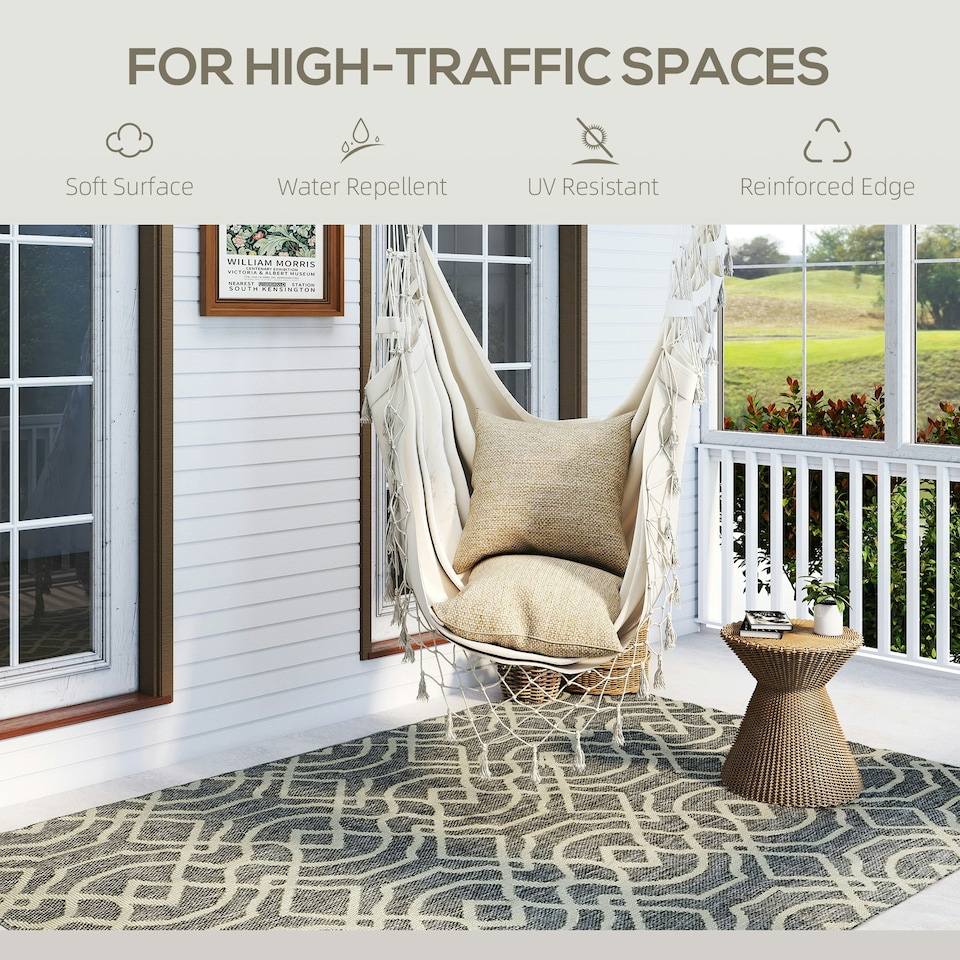 image 1 of HOMCOM Easy-Cleaning Machine Washable Rug for Patio, Garden, Grey Grey