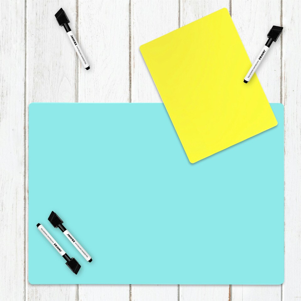 image 1 of Pack of 12 A5 Assorted Coloured Whiteboards with 12 White Board Marker Pens