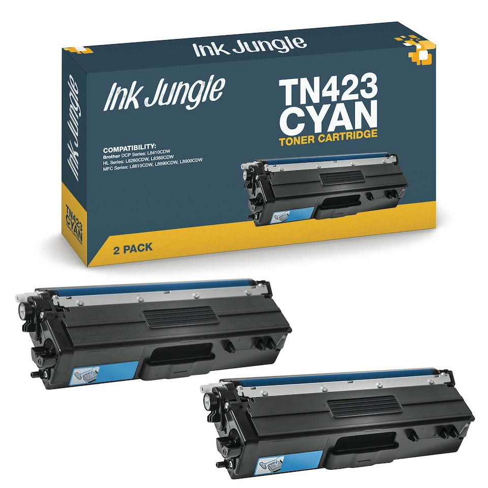 image 1 of 2x Compatible Brother TN423 Cyan Toner Cartridges Blue