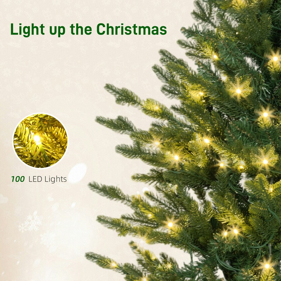image 1 of HOMCOM 2 Pcs 4ft Artificial Christmas Tree with Lights, Pot, Realistic Tips