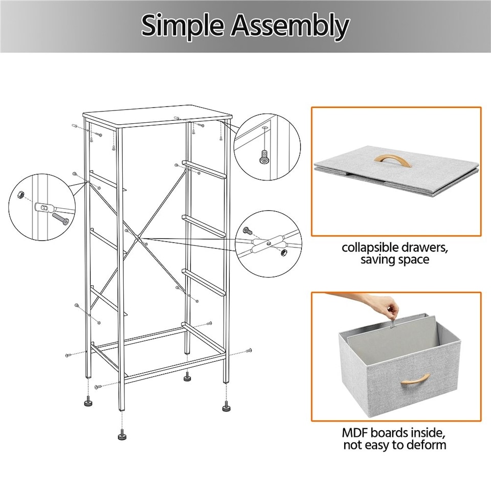 image 1 of Yaheetech Vertical Storage Organizer with 4 Drawers Dark Grey Grey | Light Grey