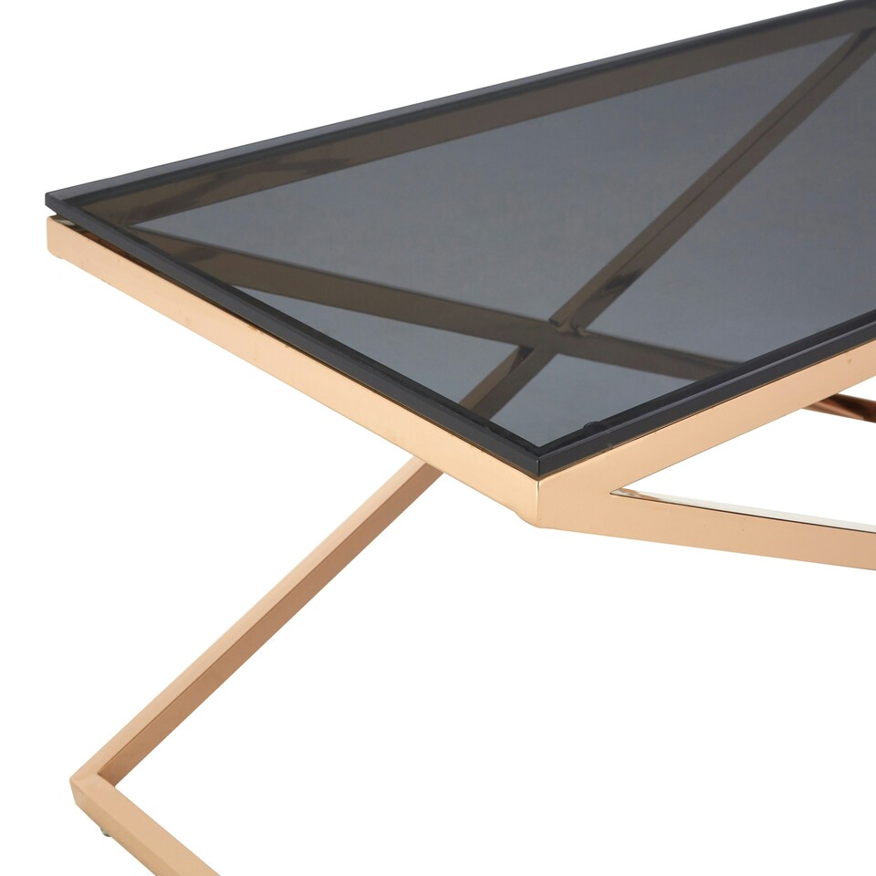 image 1 of Montril Glass Top Criss Cross Coffee Table Gold