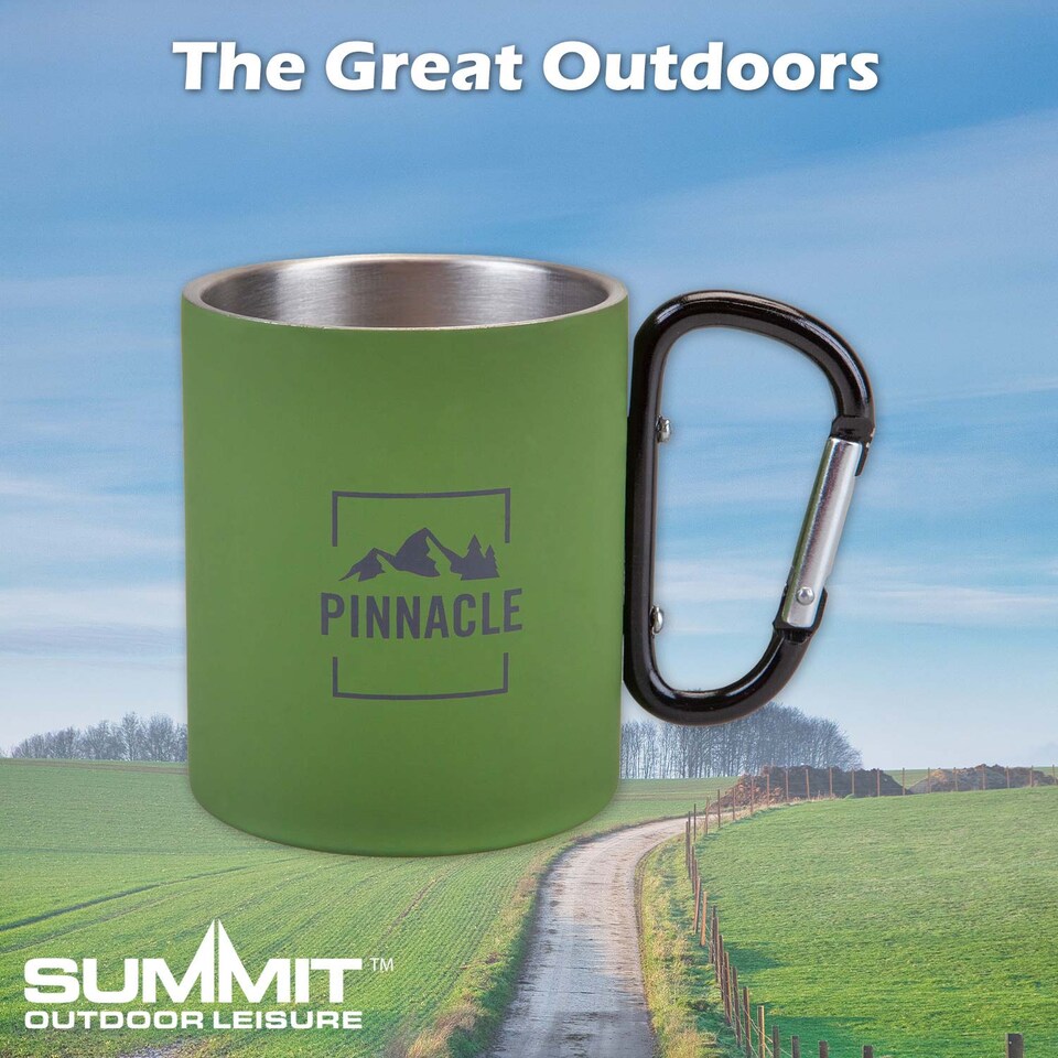 image 1 of PMS Carabiner Handle Mug Classic Style Rubberised Finish Green