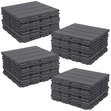 URBNLIVING Interlocking Garden Deck Tiles | Multi | Anthracite | 36 Tiles