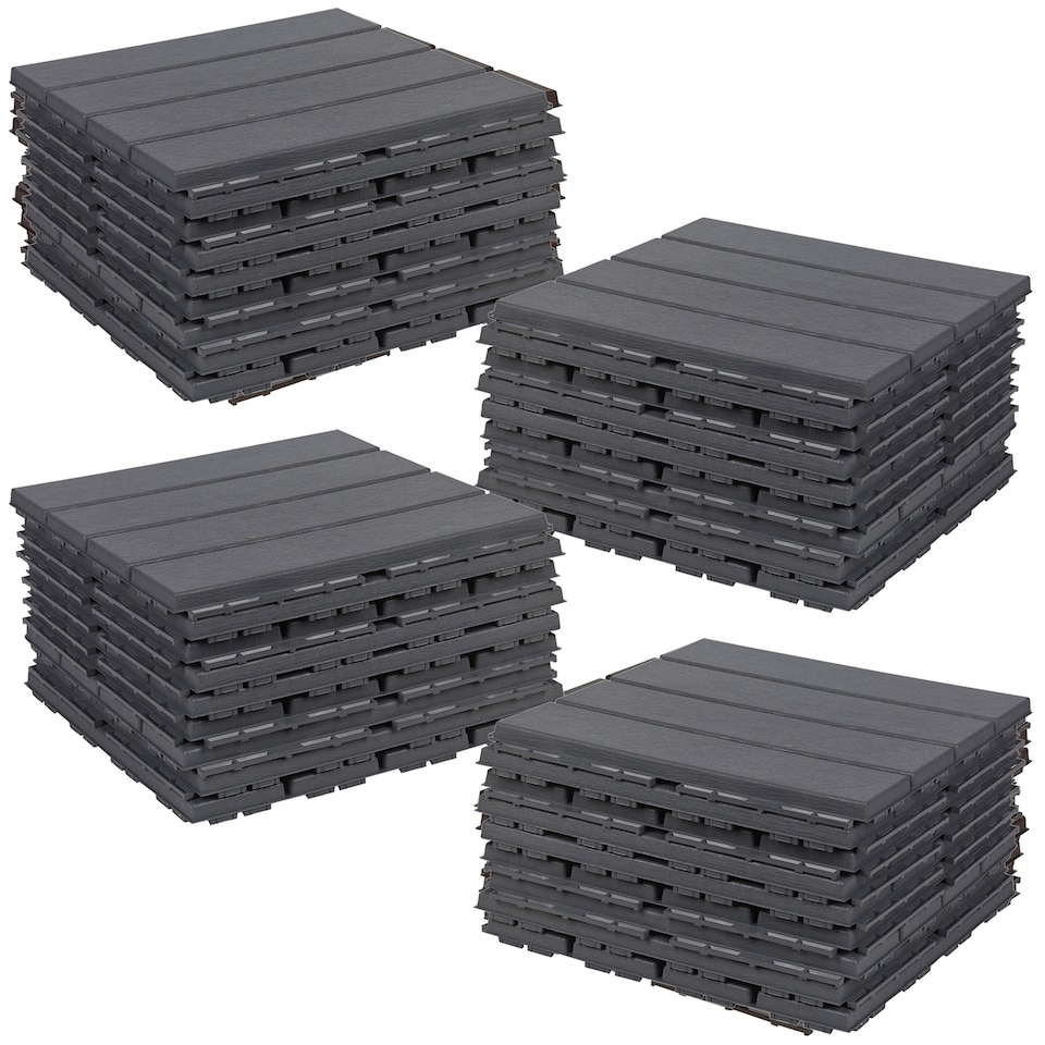 image 1 of URBNLIVING Interlocking Garden Deck Tiles | Multi | Anthracite | 36 Tiles