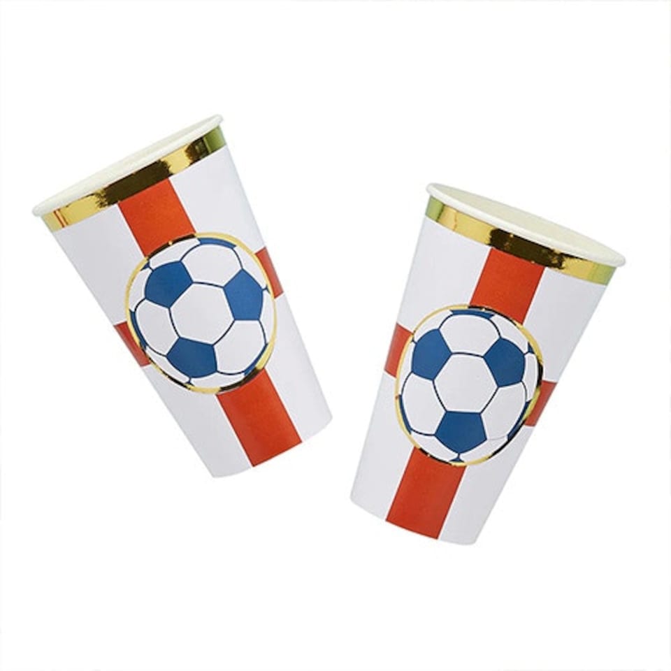 image 1 of Come on England Football Jumbo Paper Cups 450ml - Pack of 8