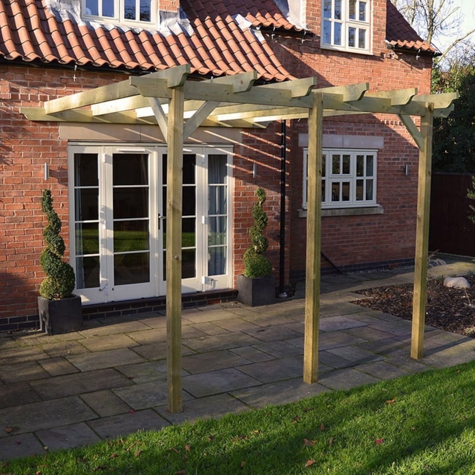 image 1 of Wall Mounted Garden Pergola 3 Post - L420 x W420 x H270 cm - Light Green