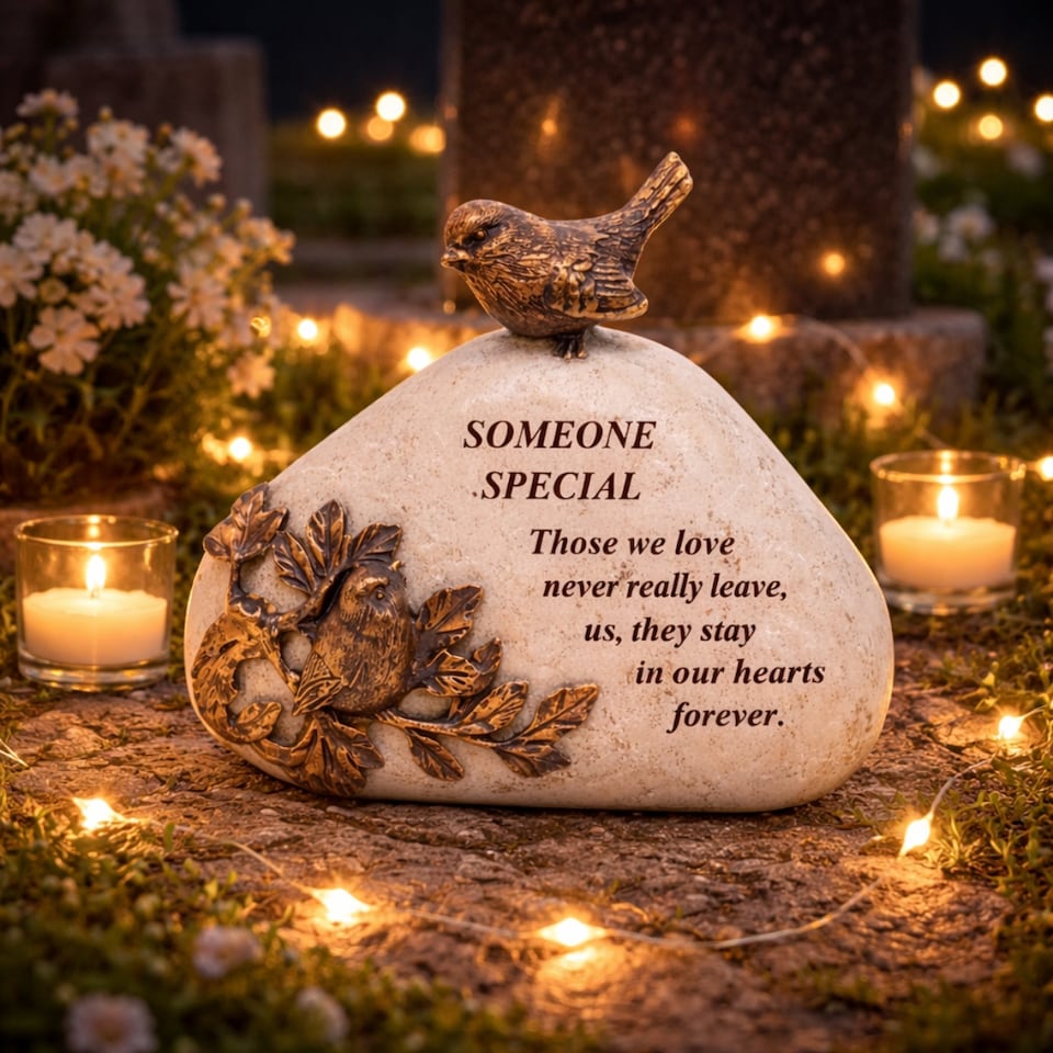 image 1 of Someone Special Bird Memorial Stone 18x16cm Graveside Plaque Gift