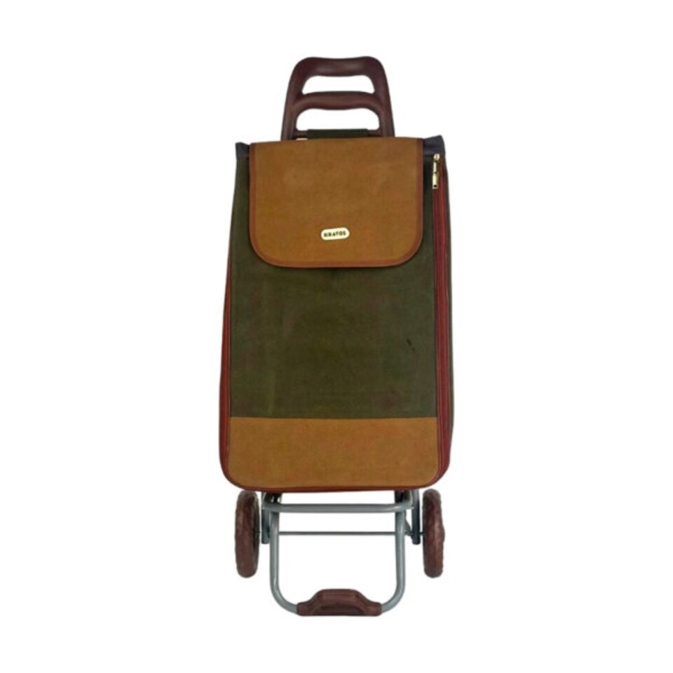image 1 of 2 Wheel Faux Leather Lightweight Foldable Shopping Trolley 30 x 39 x 60 cm