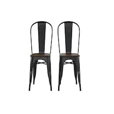 Fusion Dining Chair in Metal in Black, 2 pieces