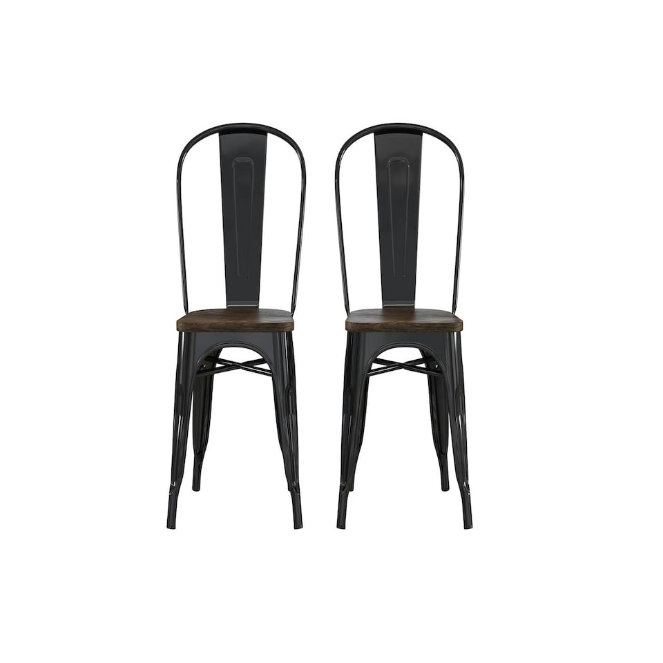 image 1 of Fusion Dining Chair in Metal in Black, 2 pieces