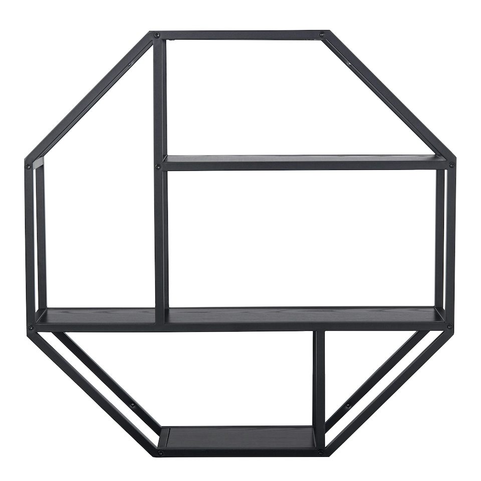 image 1 of Seaford Octagonal Metal Wall Shelf in Black