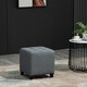 image 2 of HOMCOM Linen-Look Square Ottoman Footstool Button Tufts Wood Frame Padding Grey