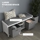 image 4 of HOMCOM Shoe Bench with Seat, Shoe Storage Bench with Cushion, 2 Drawers and Adjustable Shelf for Entryway, Hallway, Living Room, Bedroom, White | White | White