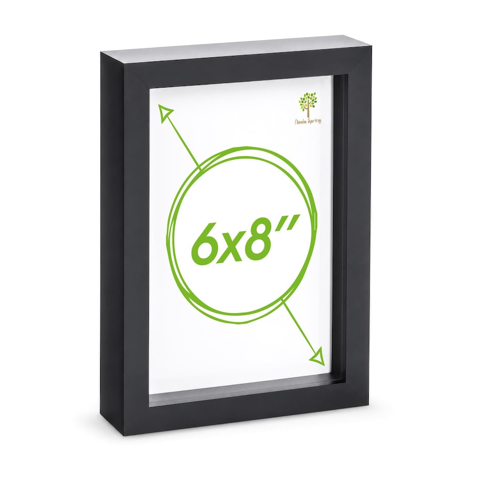 image 1 of Nicola Spring A5 (6 x 8") Photo Frame - Black - 3D Photo Frame Picture Frame Box Portrait Display Case (23.5 x 17cm)