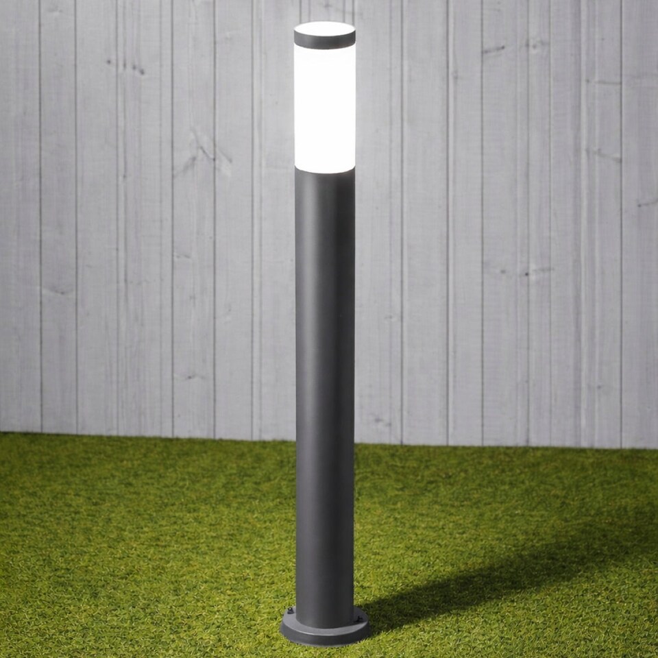 image 1 of CGC Rome 1m Anthracite Outdoor Post Light with Opal Diffuser | Multi | Grey / silver | Height: 100 cm, diameter: 13 cm