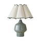 image 7 of ValueLights Jamie Green Ceramic Table Lamp with Green Scallop Tapered Shade | Green
