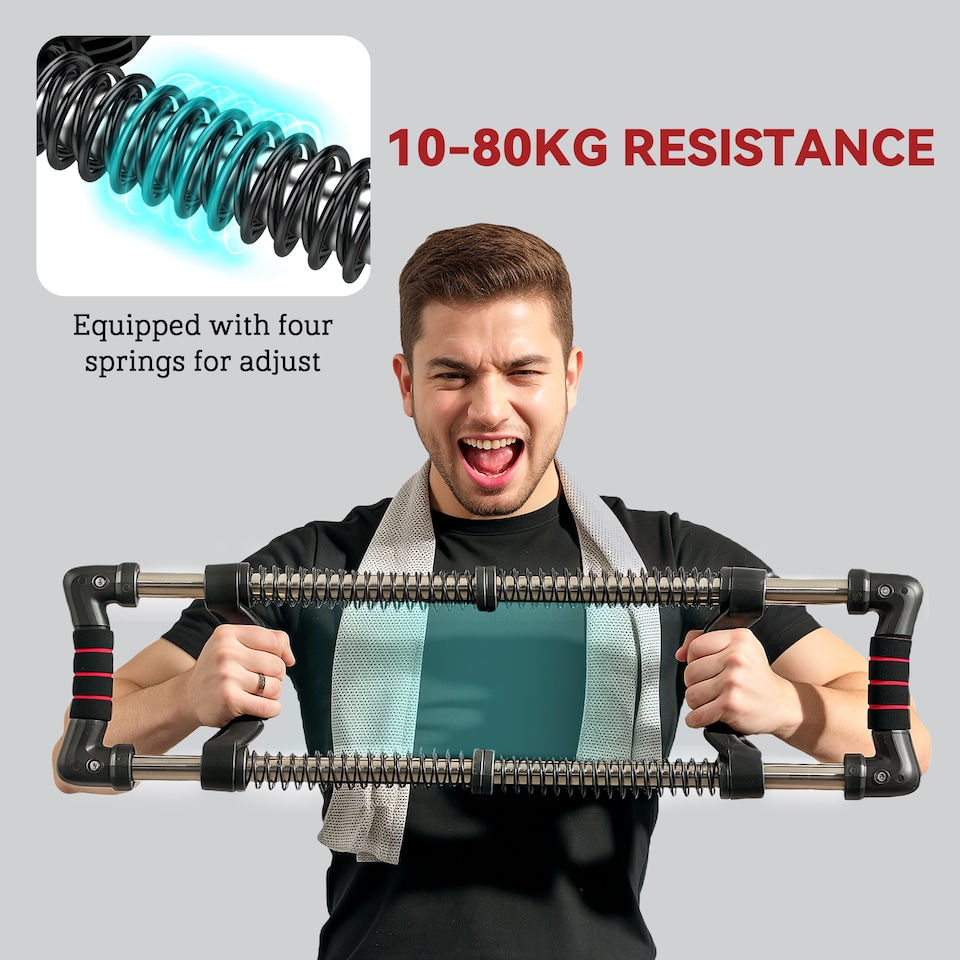 image 1 of SPORTNOW Chest Expander with 10-50kg Adjustable Resistance for Men, Women