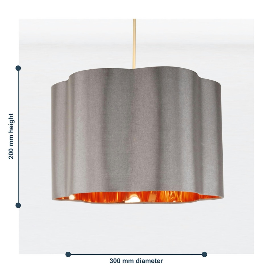 image 1 of First Choice Lighting Grey with Copper Inner Scalloped Pendant Shade Grey | Chrome