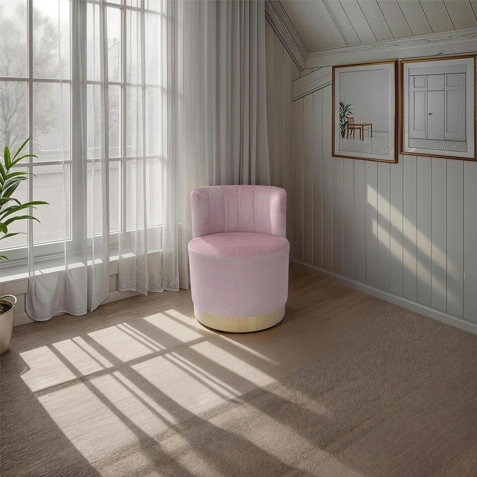 image 1 of Loretta Barrel Chair Dusty Pink Accent Chair Pink