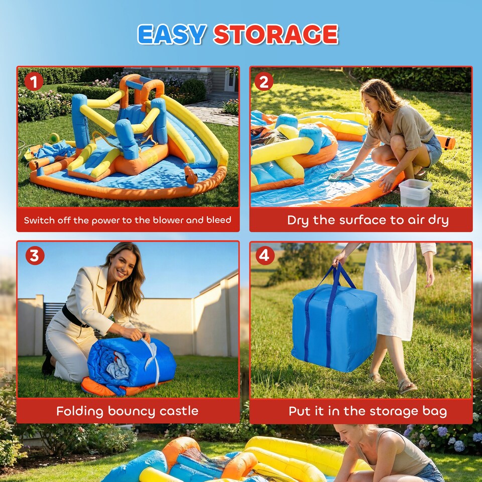 image 1 of AIYAPLAY 5 in 1 Inflatable Bouncy Castle for Children with Dual Slides