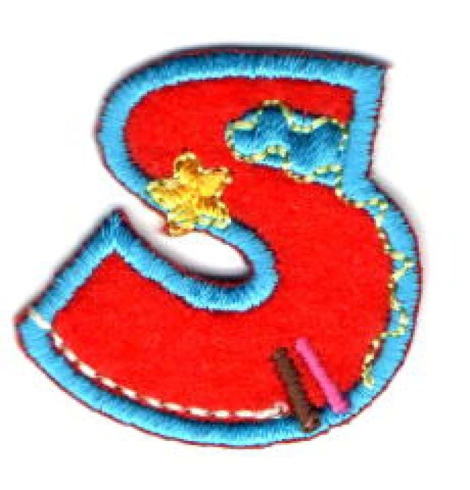 Assorted Colours: Letter S Alphabet Patch Motif for Dressmaking - each