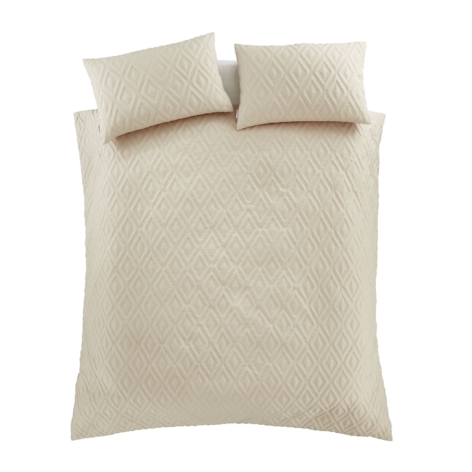 image 1 of Jacob Geo Soft Touch Duvet Cover Set | Cream | Natural | Single