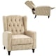 image 1 of HOMCOM Marble Effect Manual Reclining Armchair w/ Footrest Studs Wood Legs Beige