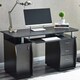 image 2 of WICKLOW Computer Desk with Cabinet and 3 Drawers - Black Black